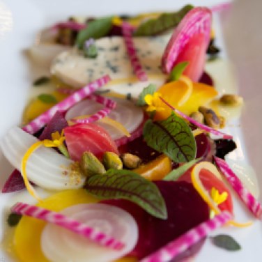 Roasted/Raw/Pickled Beet Salad Blue Cheese, Pepitas, Banyuls Reduction Preserved Lemon, Herbs